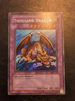Yu-Gi-Oh! SECRET RARE CARD THOUSAND DRAGON MRD-143 1996 VINTAGE PRINT VLP - Image 1