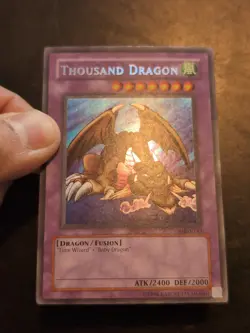Yu-Gi-Oh! SECRET RARE CARD THOUSAND DRAGON MRD-143 1996 VINTAGE PRINT VLP - Image 2