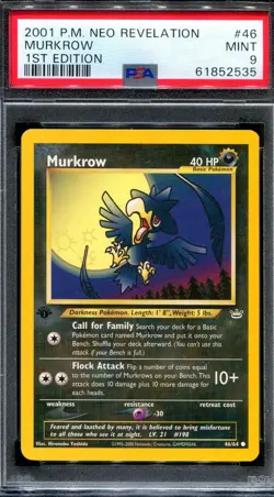 PSA 9 Pokemon 2001 1st Edition Neo Revelation Murkrow Common #46 - Image 1
