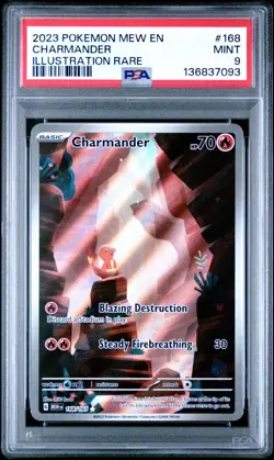 2023 POKEMON MEW EN-151 ILLUSTRATION RARE #168 CHARMANDER PSA 9 - Image 1