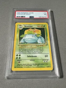 1999 POKEMON BASE SET UNLIMITED #15 VENUSAUR-HOLO PSA 7 - Image 1