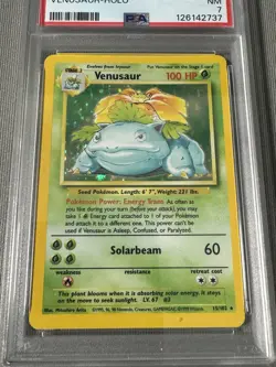 1999 POKEMON BASE SET UNLIMITED #15 VENUSAUR-HOLO PSA 7 - Image 3