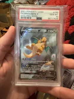 2021 POKEMON SWORD & SHIELD EVOLVING SKIES #192 FULL ART/DRAGONITE V PSA 10 - Image 1