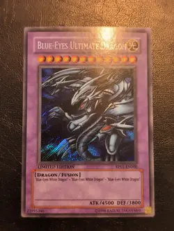 Yu-Gi-Oh SECRET RARE BLUE-EYES ULTIMATE DRAGON RP01-EN000 1996 COPYRIGHT VLP - Image 1