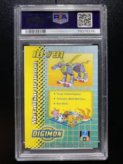 PSA 4 Bandai MetalGarurumon 1999 Holo Card ID #91 Digivolving Toy Promo - Image 2