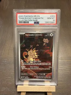 Pokemon TCG Team Rockets Meowth Card 203/182 Destined Rivals Set Psa 10 - Image 1