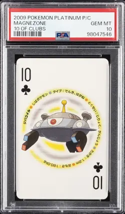 2009 POKEMON PLATINUM VERSION PLAYING CARDS 10 OF CLUBS MAGNEZONE PSA 10 - Image 1