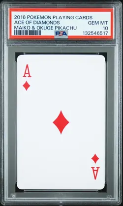 2016 POKEMON PLAYING CARDS MAIKO PIKACHU & OKUGE PIKACHU ACE OF DIAMONDS PSA 10 - Image 1