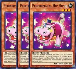 Yugioh - Performapal Hip Hippo x 3 - 1st Edition NM - Free Holo Card - Image 1