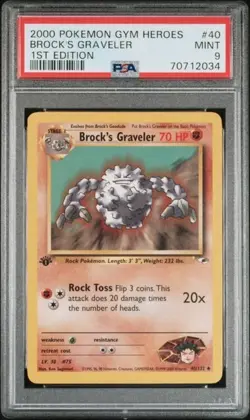 TCG 2000 Pokemon BROCK'S GRAVELER Gym Heroes 1ST Edition Card # 40 Graded PSA 9 - Image 1