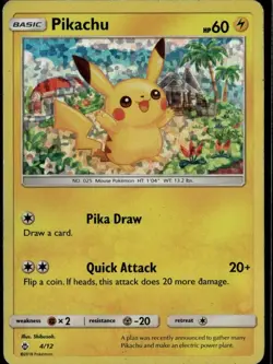 Pikachu - 4/12 Promo McDonald's Promos 2018 004/012 Lightning Holo Pokemon Card - Image 1