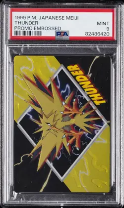 1999 POKEMON JAPANESE MEIJI PROMO EMBOSSED THUNDER PSA 9 - Image 1