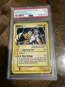 PSA 3 Raikou Holo 114/115 Ex Unseen Forces 2005 Pokemon Gold Star - Image 1