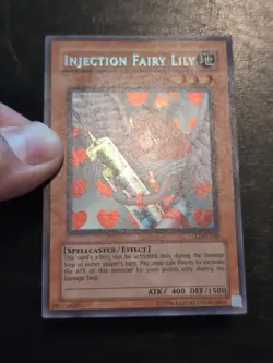 Yu-Gi-Oh! SECRET RARE CARD INJECTION FAIRY LILY LOD-100 1996 VINTAGE PRINT VLP - Image 2