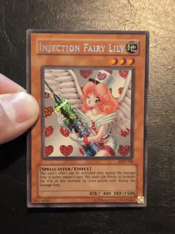 Yu-Gi-Oh! SECRET RARE CARD INJECTION FAIRY LILY LOD-100 1996 VINTAGE PRINT VLP - Image 3