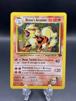 Blaine’s Arcanine 1/132 Holo Rare Gym Challenge WOTC Vintage Pokemon Card NM - Image 1