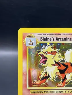 Blaine’s Arcanine 1/132 Holo Rare Gym Challenge WOTC Vintage Pokemon Card NM - Image 2