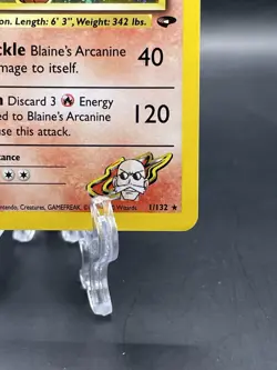 Blaine’s Arcanine 1/132 Holo Rare Gym Challenge WOTC Vintage Pokemon Card NM - Image 4