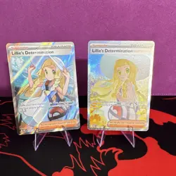 Pokemon Holo Supporter Trainer Card Lot Lillie's Determination 2 Cards - Image 1