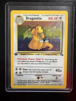 Pokemon Card Fossil Dragonite Holo First Edition #4/62 NM Condition - Image 1