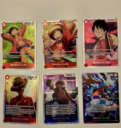 Bandai One Piece Card Game Monkey.D.Luffy Foil 6 Cards ST10 OP03 NM condition - Image 1