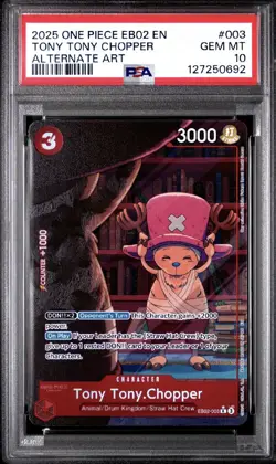 3x Tony Tony Chopper EB02-003 Extra Booster Anime 25th PSA 10 Alt Art Card - Image 1
