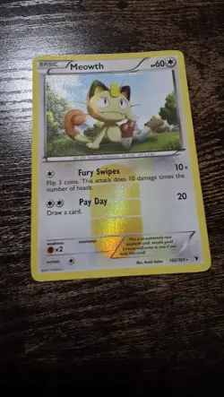Pokemon Meowth TCG Holo Secret Rare Card 102/101 Noble Victories - Image 4