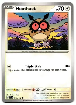Hoothoot 114/142 - Stellar Crown Common Pokemon TCG - M/LP Card - Image 1