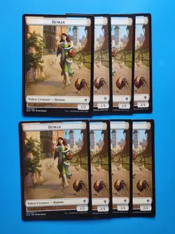 MTG 8 - Human Tokens LP Throne of Eldraine Magic White Creature 1/1 - Image 1