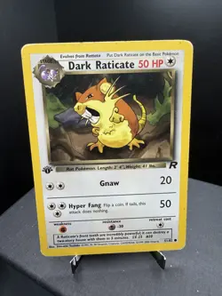 Pokemon TCG WOTC 1st Edition Team Rocket Dark Raticate 51/82 Common HP - Image 1