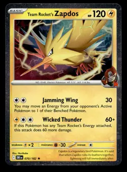 Team Rocket's Zapdos 070/182 Rare Destined Rivals Cosmos Holo Promo Pokemon - Image 1