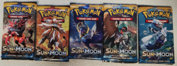 POKEMON SEALED SUN & MOON BOOSTER PACK ART SET (5) UNOPENED PACKS - Image 1