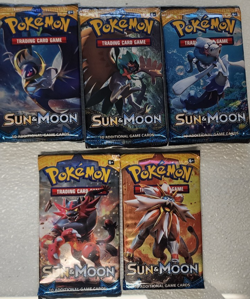 POKEMON SEALED SUN & MOON BOOSTER PACK ART SET (5) UNOPENED PACKS - Image 2