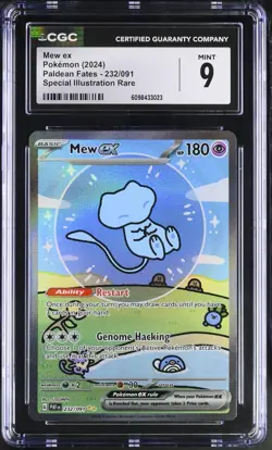 Mew EX 232/091 Special Illustration Rare Paldean Fates Pokemon CGC 9 Mint *023 - Image 1