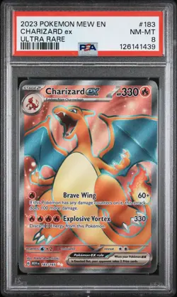 2023 POKEMON MEW EN-151 ULTRA RARE #183 CHARIZARD EX PSA 8 - Image 1
