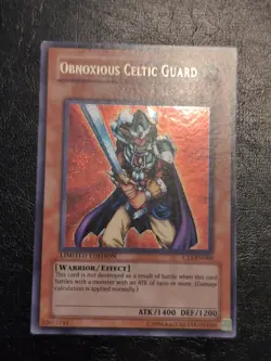 Yu-Gi-OH! SECRET RARE CARD OBNOXIOUS CELTIC GUARD CT1-EN006 LP - Image 1
