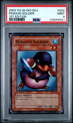 2003 YU-GI-OH! STARTER DECK: JOEY 1ST ED #022 PENGUIN SOLDIER PSA 9 - Image 1