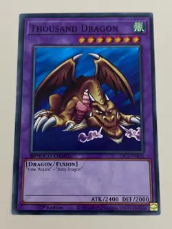 Yugioh - Thousand Dragon Time Wizard Baby Polymerization 1st NM - Free Holo - Image 2