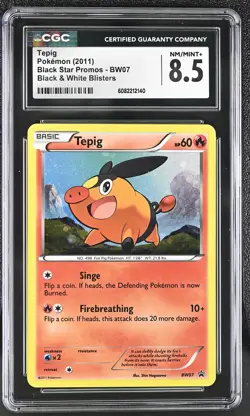 CGC 8.5 Tepig 2011 Black Star Promos BW07 Holo Pokemon Card - Image 1
