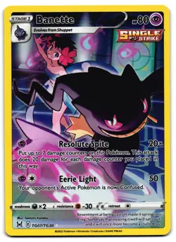 Banette TG07/TG30 - Lost Origin Trainer Gallery Pokemon TCG Holo - M/LP Card - Image 1
