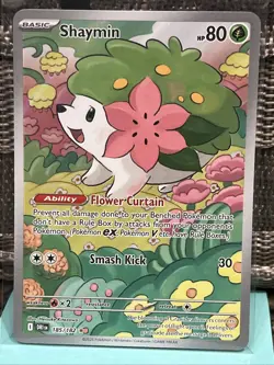 Pokemon TCG Shaymin Holo Card Illustration Rare, 185/182, Destined Rivals Series - Image 1
