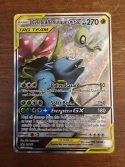 Pokemon TCG: Celebi & Venusaur GX TAG TEAM SM167 Full Art Black Star Promo NM/M - Image 1