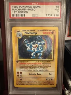 Pokemon TCG Machamp Holo 1st Edition Base Set #8/102 Holo Rare PSA 7 - Image 1