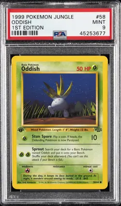 1999 POKEMON JUNGLE 1ST ED #58 ODDISH PSA 9 - Image 1