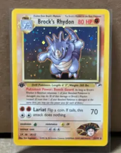2000 Pokemon Brock’s Rhydon Holo 1st Edition Gym Heroes 2/132 NM - Image 1