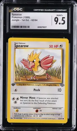 1999 POKEMON JUNGLE 1ST ED #62/64 SPEAROW CGC 9.5 - Image 1