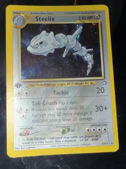Pokemon TCG Steelix 1st Edition Holo Rare 15/111 Neo Genesis w/Swirl - Image 1