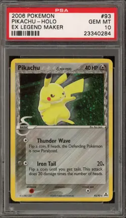 Pokemon Pikachu EX Legend Maker Holo Rare #93 PSA 10 Gem Mint - Image 1
