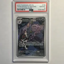 Pokemon 2025 Destined Rivals Team Rockets Weezing IR #199/182 PSA 10 - Image 1