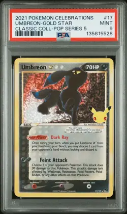 2021 POKEMON CELEBRATIONS CLASSIC COLL #17 UMBREON-GOLD STAR PSA 9 - Image 1